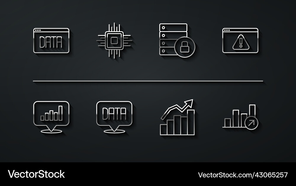 Set line data analysis pie chart infographic Vector Image