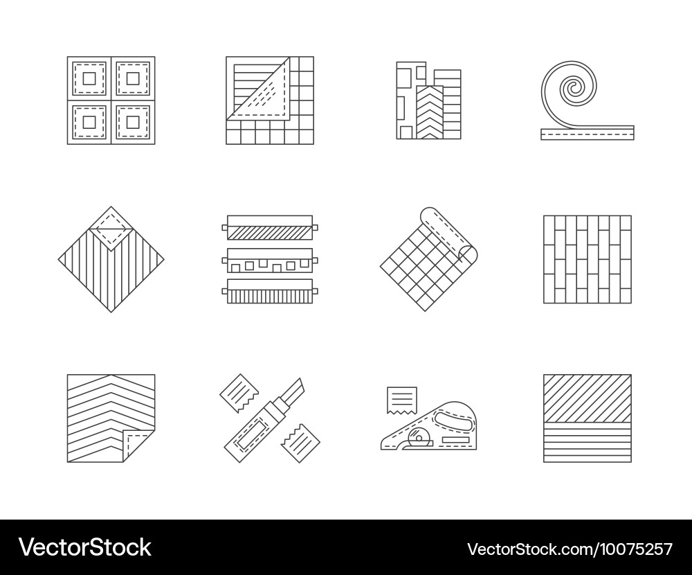 Set of building materials flat line icons Vector Image