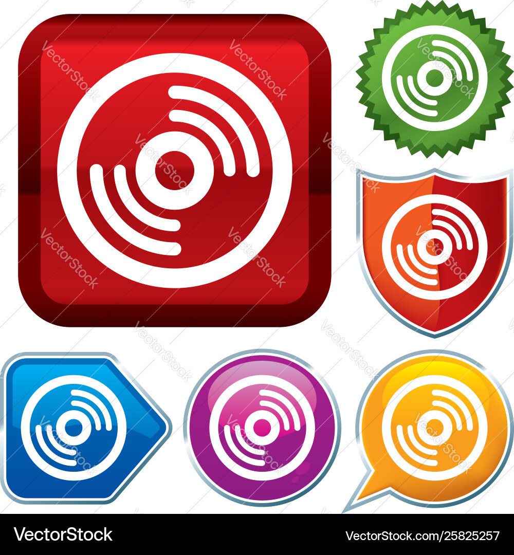 Set shiny icon series on buttons cd Vector Image