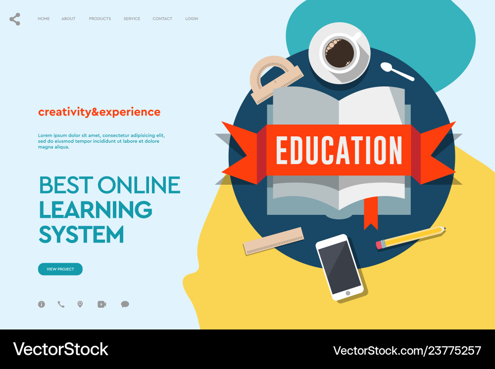 Web page design template for e-learning online Web page design template for e-learning online vector image
