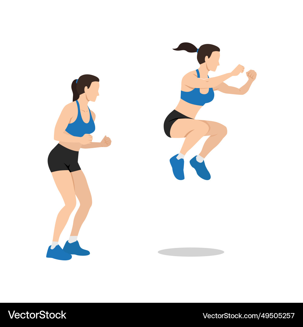 Woman doing knee tuck jumps exercise vector image