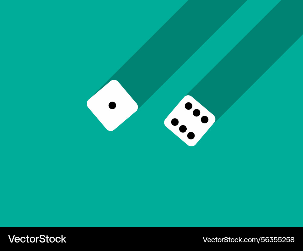 A pair of dice with numbers 1 and 6 craps A pair of dice with numbers 1 and 6 craps vector image