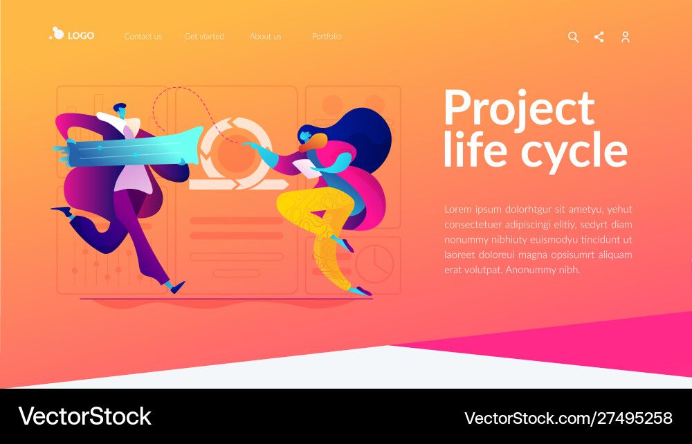 Agile project management landing page template Agile project management landing page template vector image