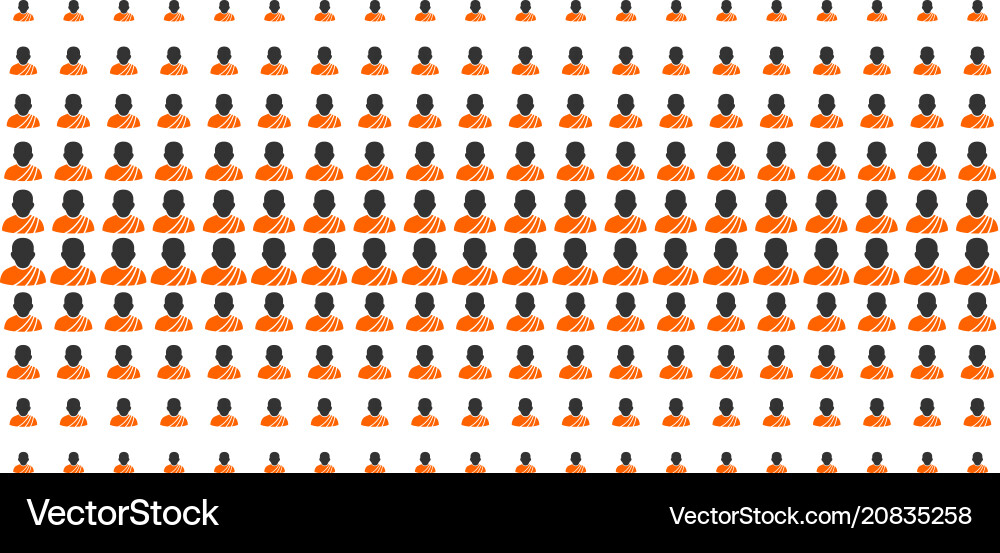 Buddhist monk shape halftone grid Vector Image