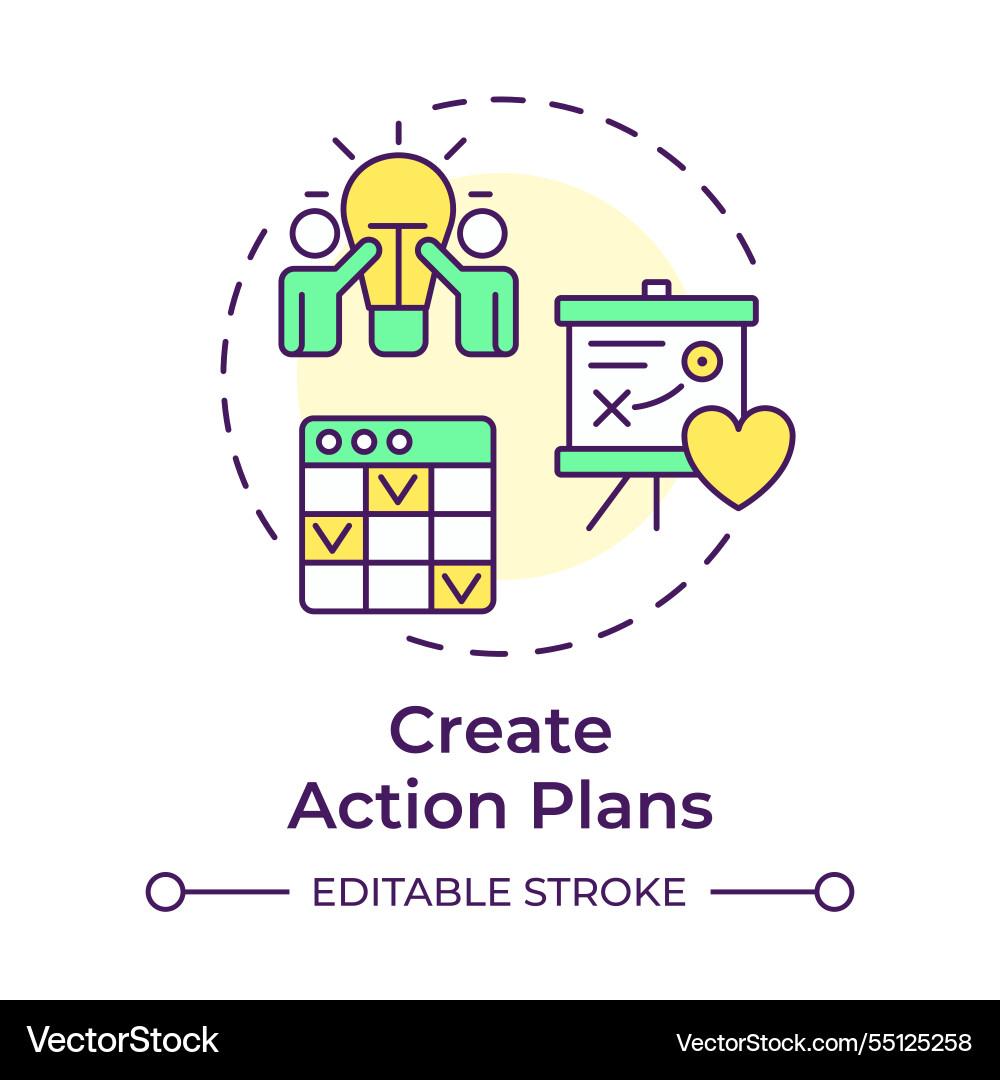 Create action plans multi color concept icon Vector Image