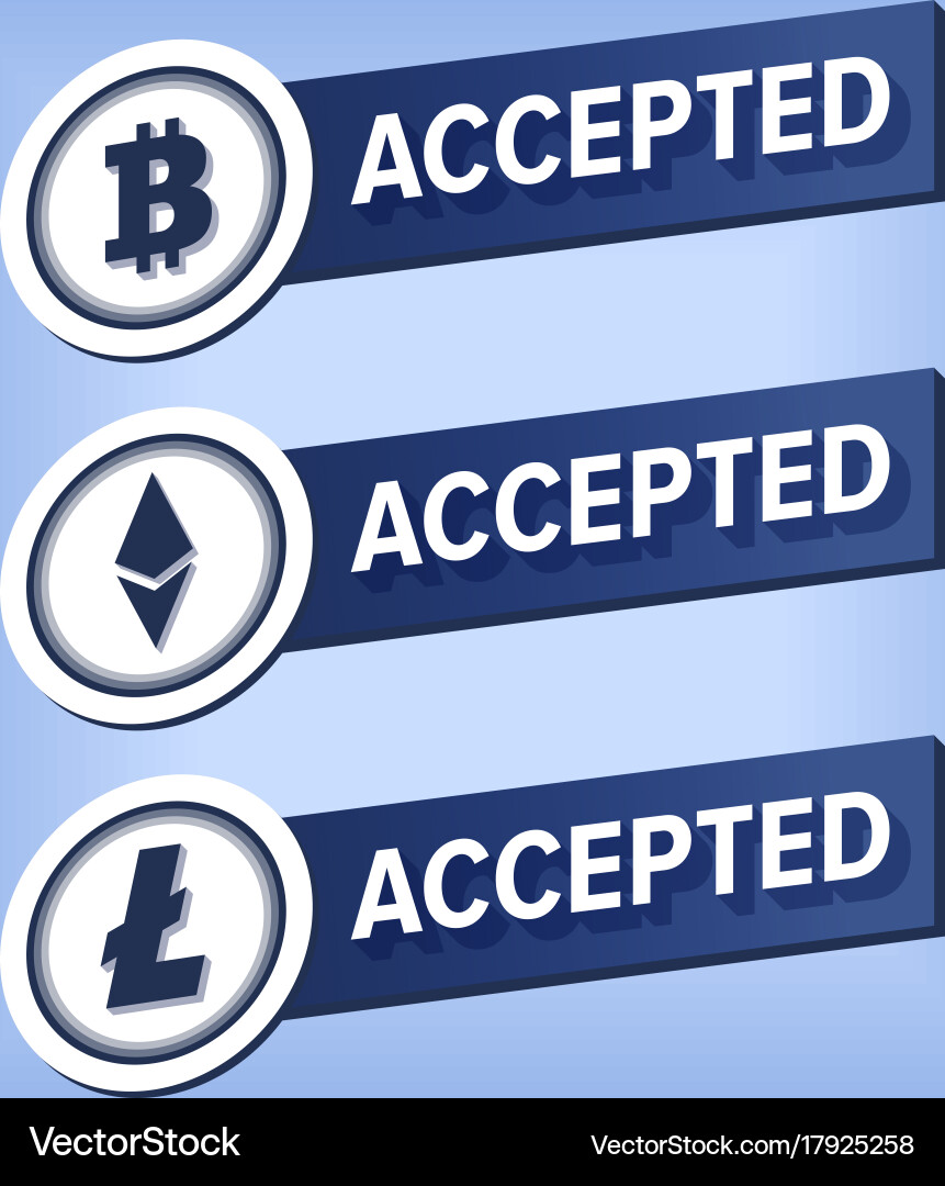Cryptocurrency Acceptance Stickers – Royalty-Free Vector | VectorStock