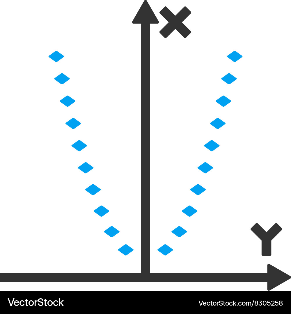 Dotted parabola plot toolbar icon Vector Image