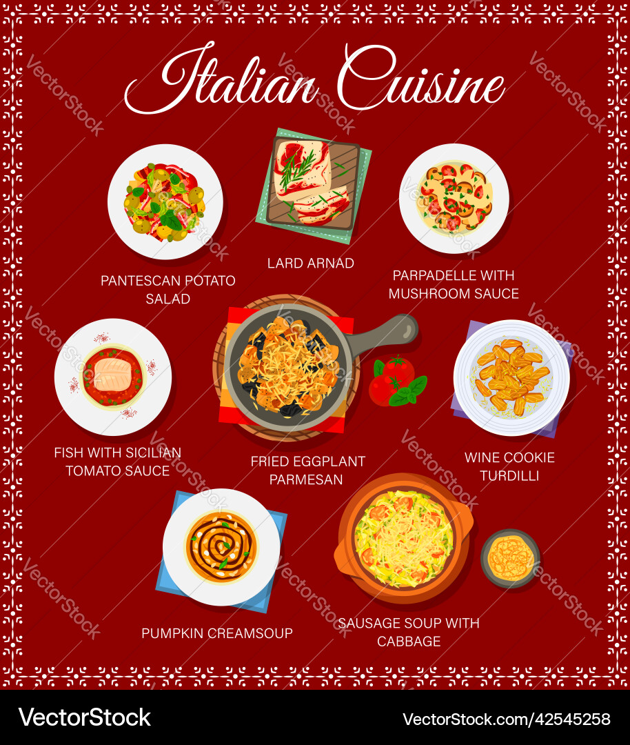 Italian Cuisine Food Menu Royalty Free Vector Image