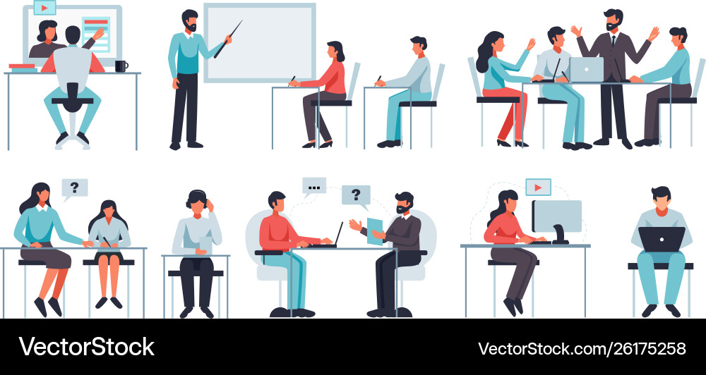 Online learning set Royalty Free Vector Image - VectorStock