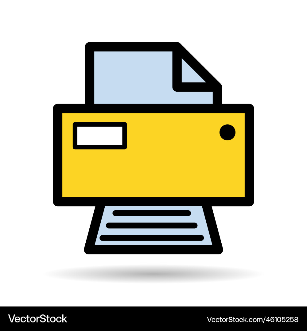 Printer document web shadow icon printout machine Printer document web shadow icon printout machine vector image
