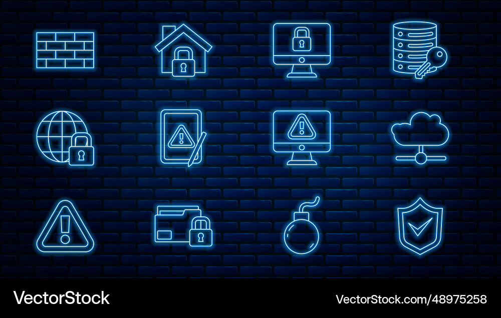 Set line shield with check mark network cloud Set line shield with check mark network cloud vector image