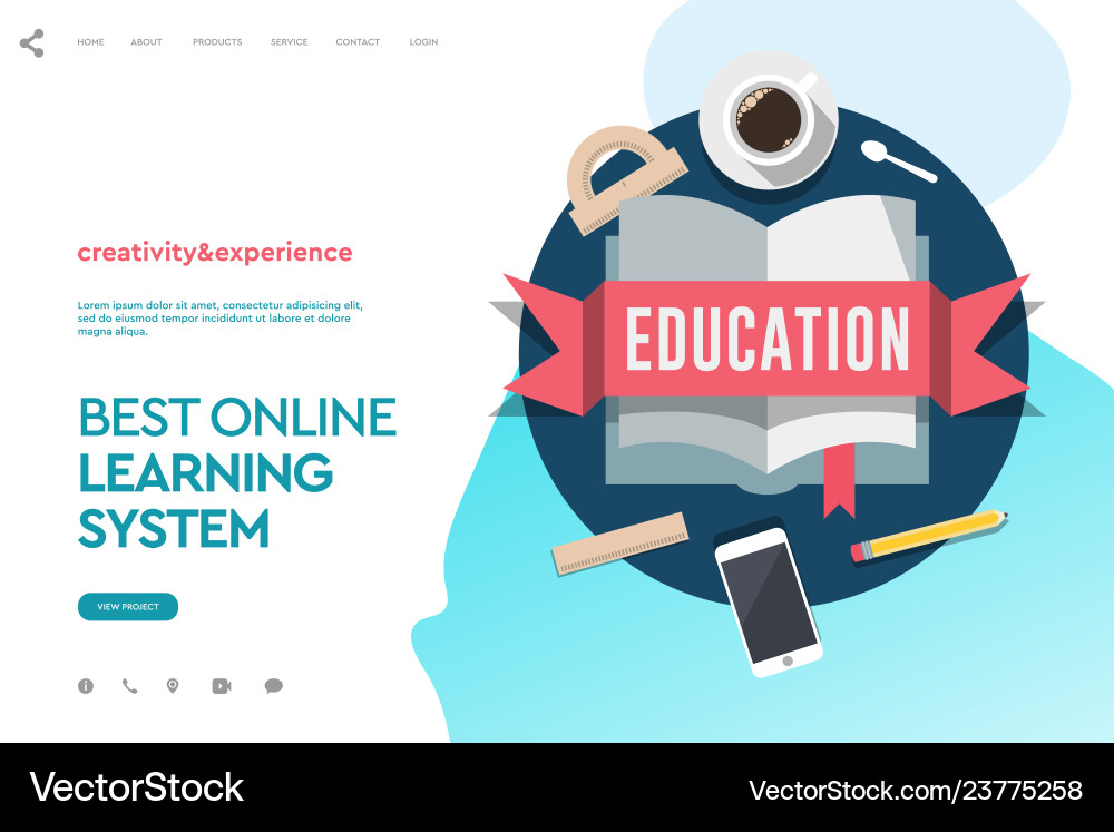 Web page design template for e-learning online vector image