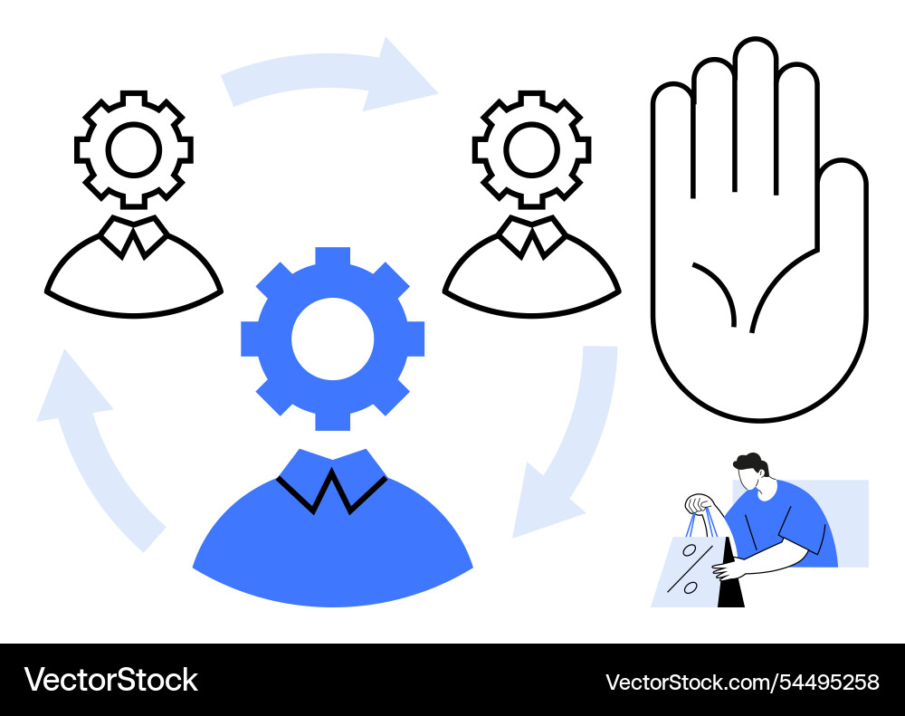 Workflow automation and process management Workflow automation and process management vector image