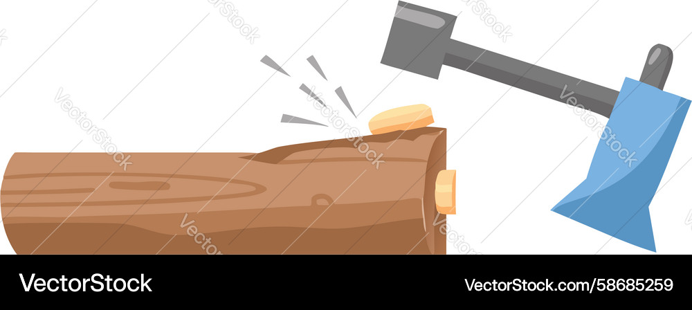Axe firmly embedded in a log showcasing clean Vector Image