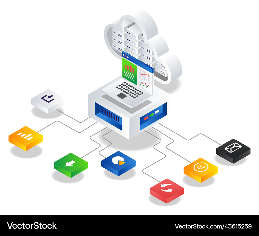 Cloud server network data analyst Cloud server network data analyst Vector Image