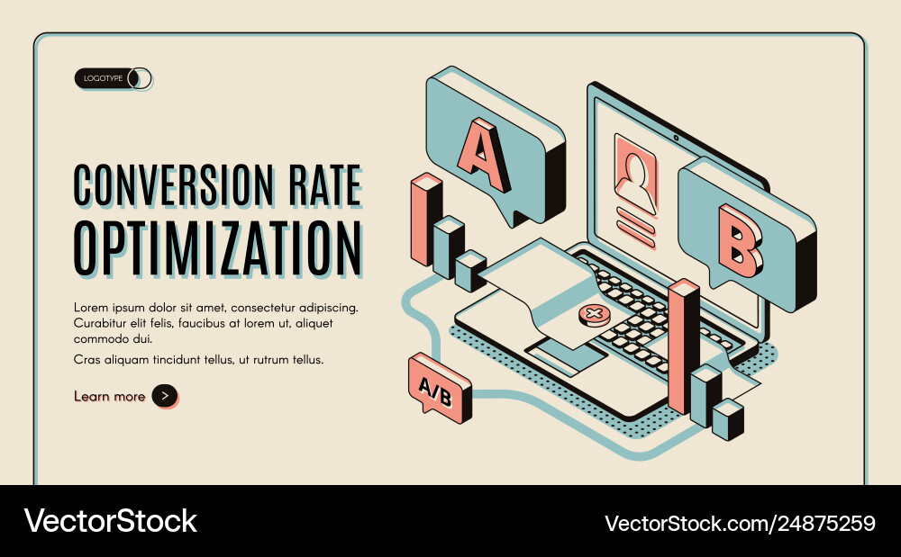 Conversion Rate Optimization - Isometric Web Banne Vector Image