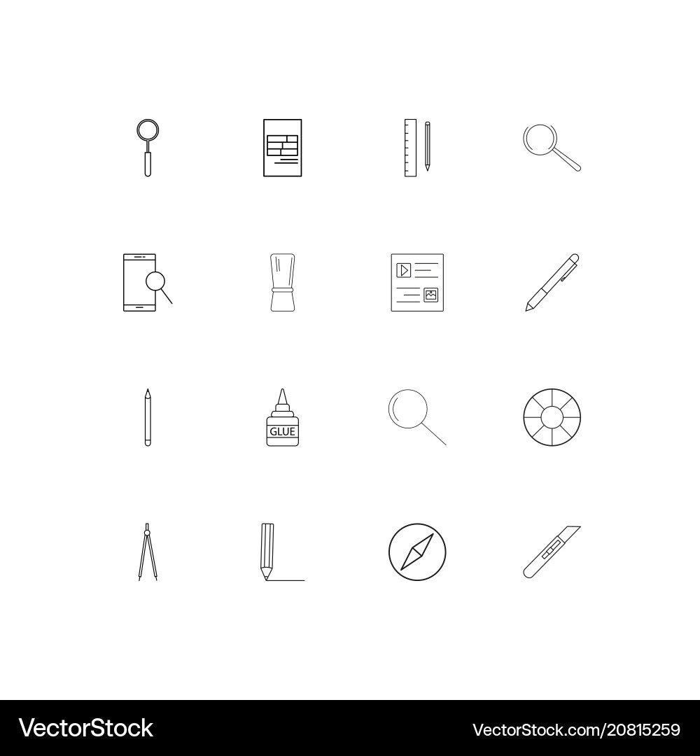 Creative process and design linear thin icons set vector image