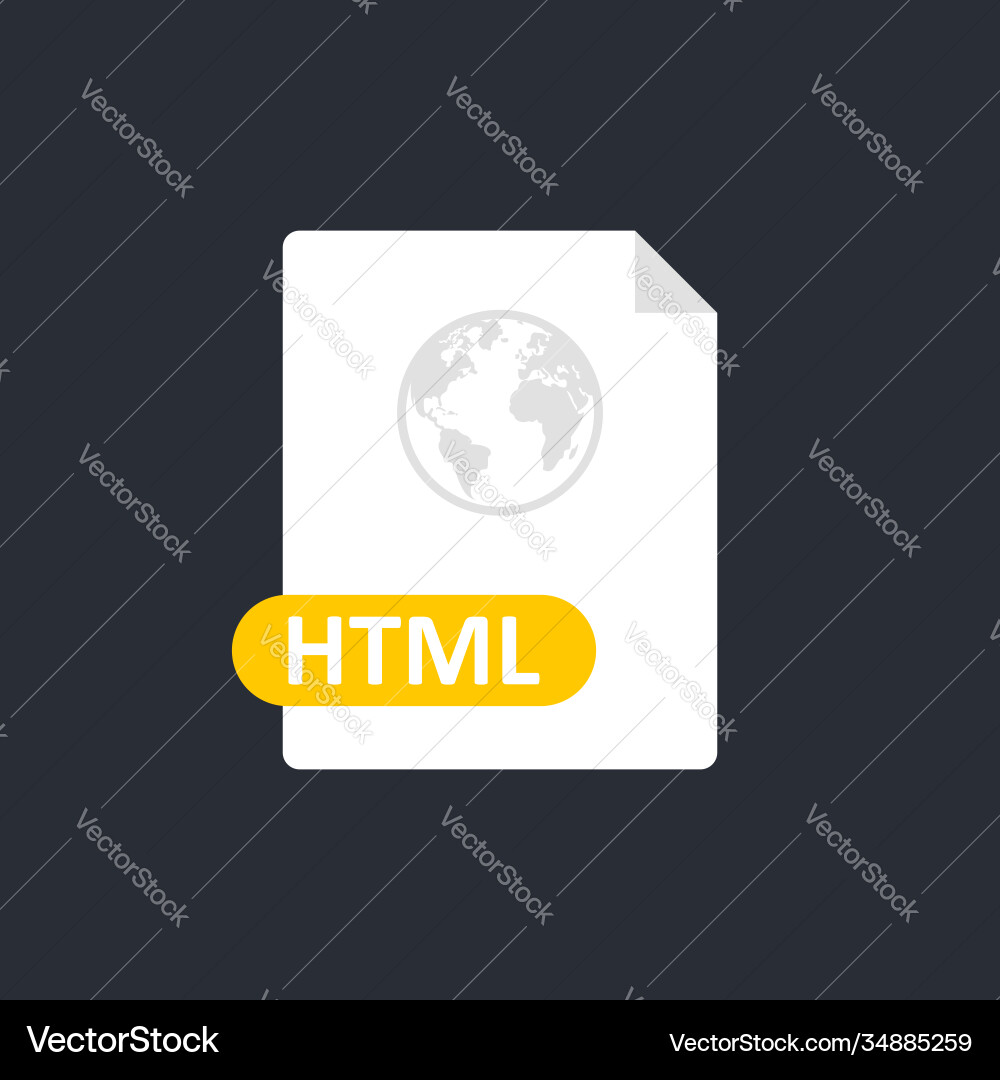 Html file icon hypertext markup language format Vector Image