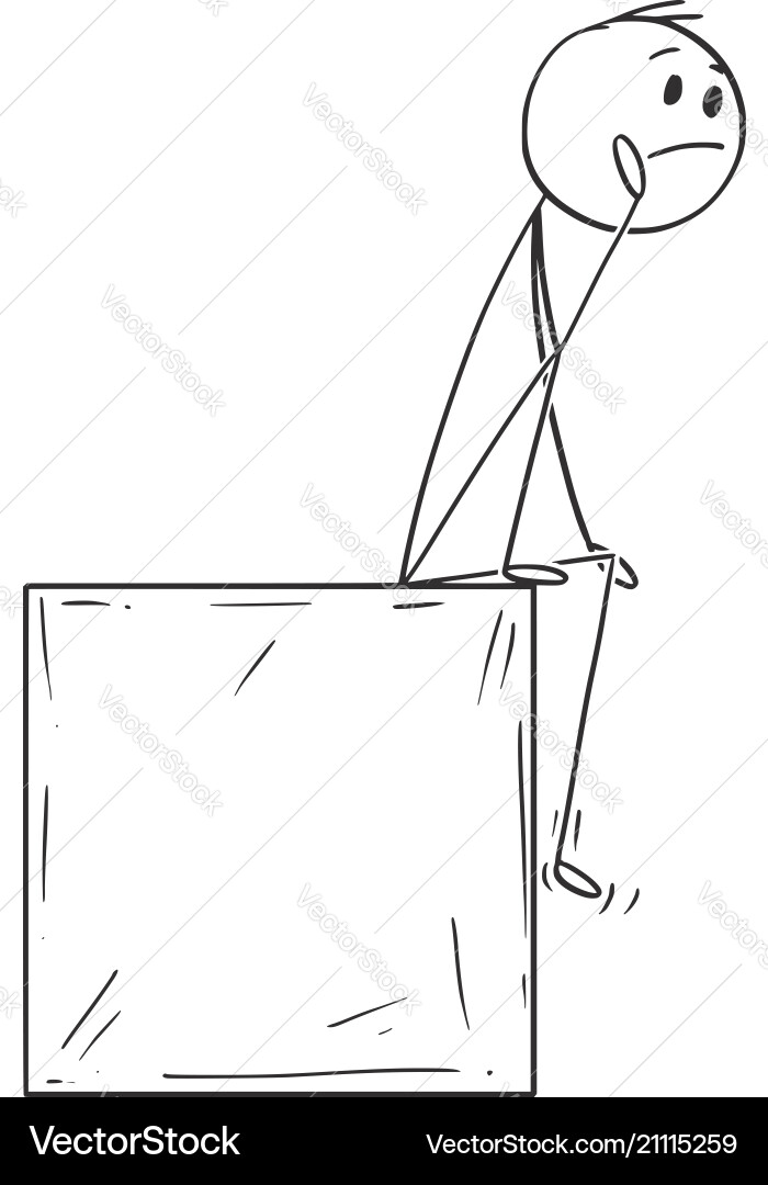Man Contemplating on a Box vector image