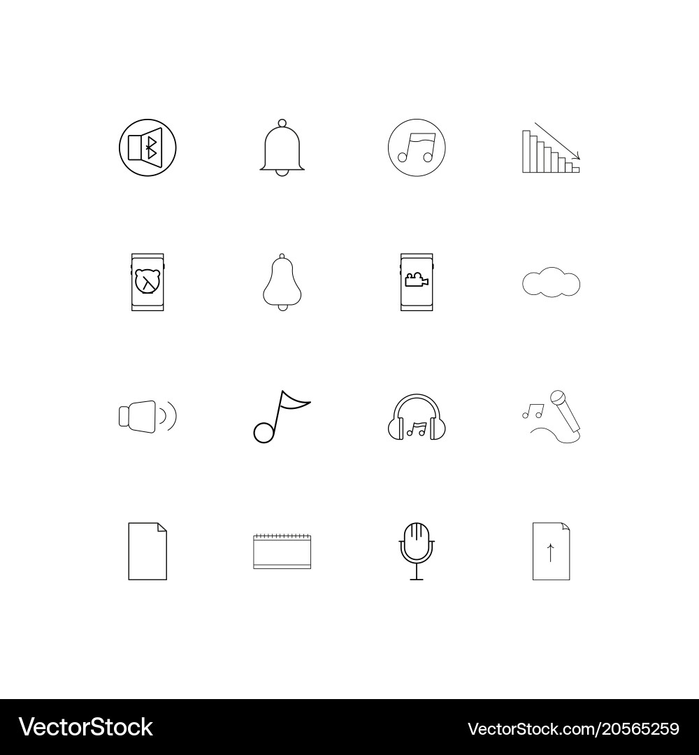 Music simple linear icons set outlined Vector Image