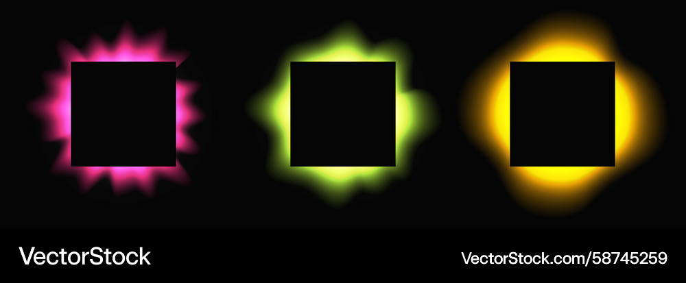 Neon Square Light Frames Vector Image