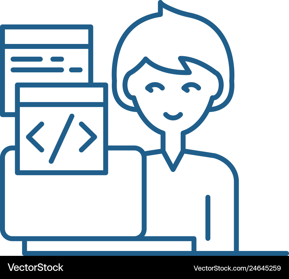 Programming line icon concept flat vector image