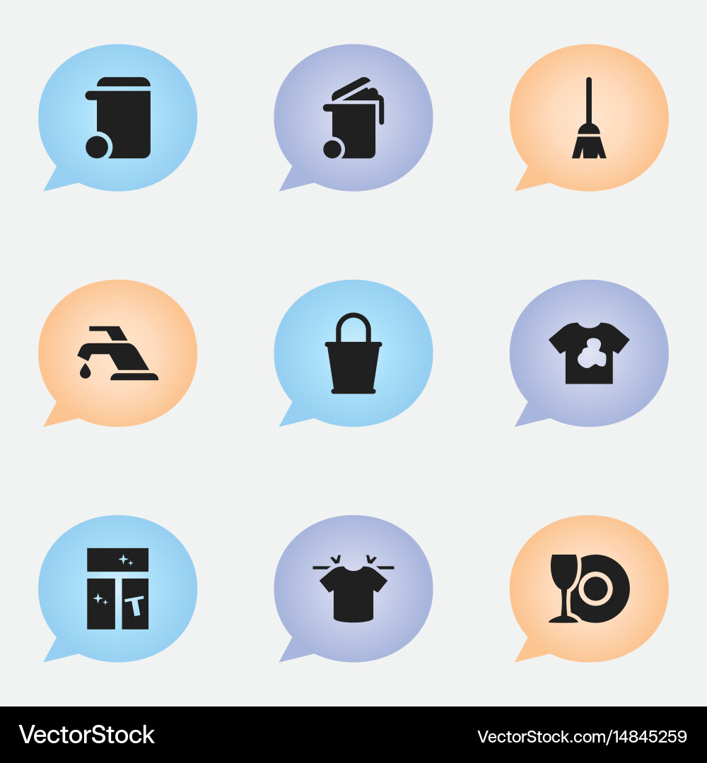Set of 9 editable cleanup icons includes symbols Vector Image