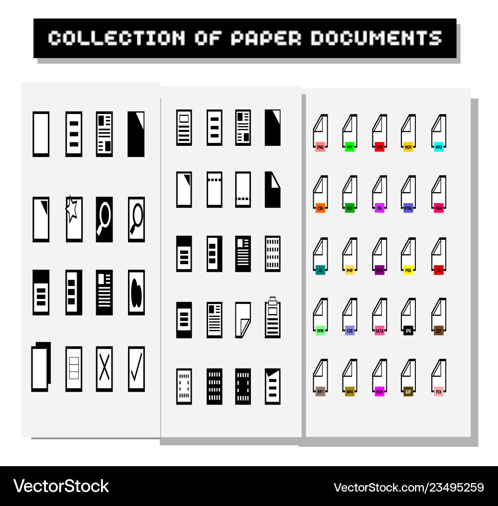 Set of program file formats iconsfile extensions Set of program file formats iconsfile extensions Vector Image