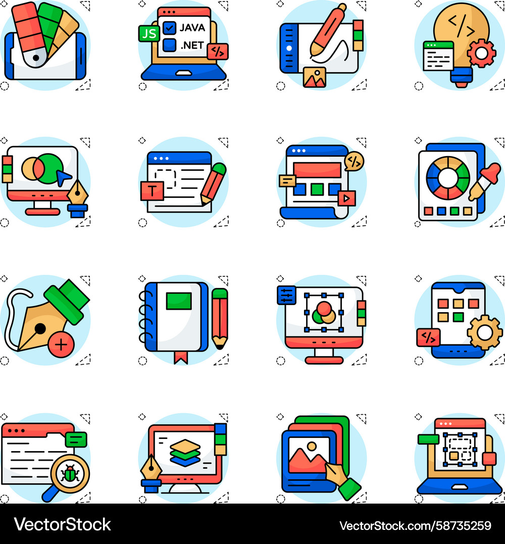 Set of web designing flat icons Vector Image