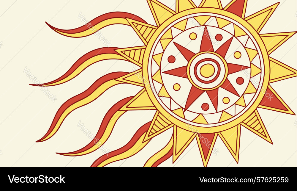 Stylized sunburst with intricate patterns design Vector Image