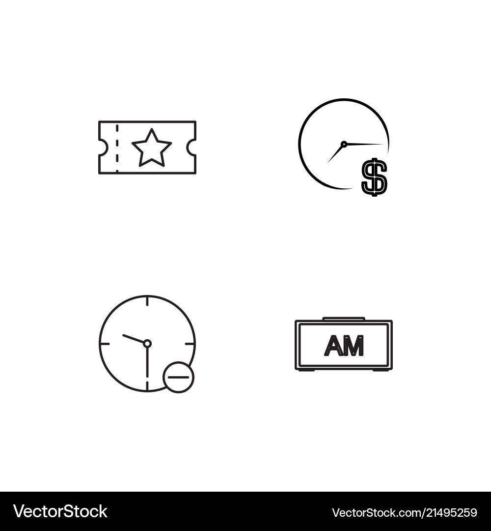 Time linear icons set simple outline vector image