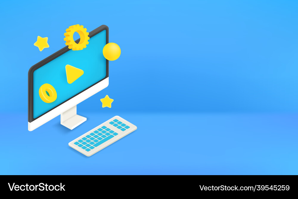 Using modern computer banner with copy space vector image