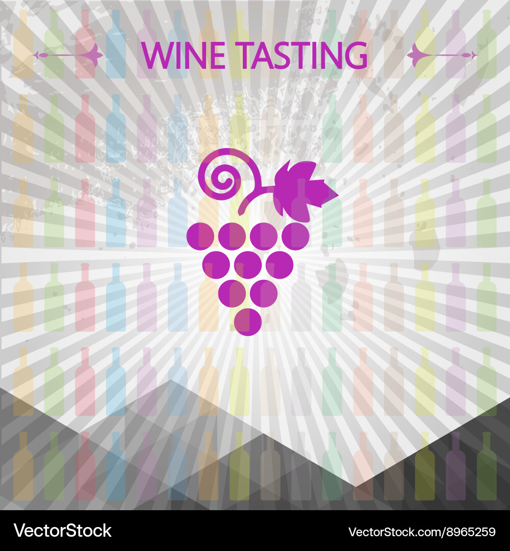 Wine Tasting Card with Grape Icon Vector Image