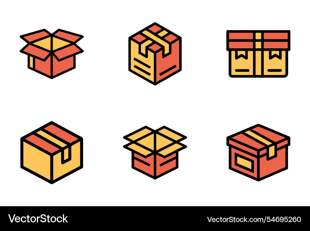 Box icon bundle set in stylebox Box icon bundle set in stylebox Vector Image