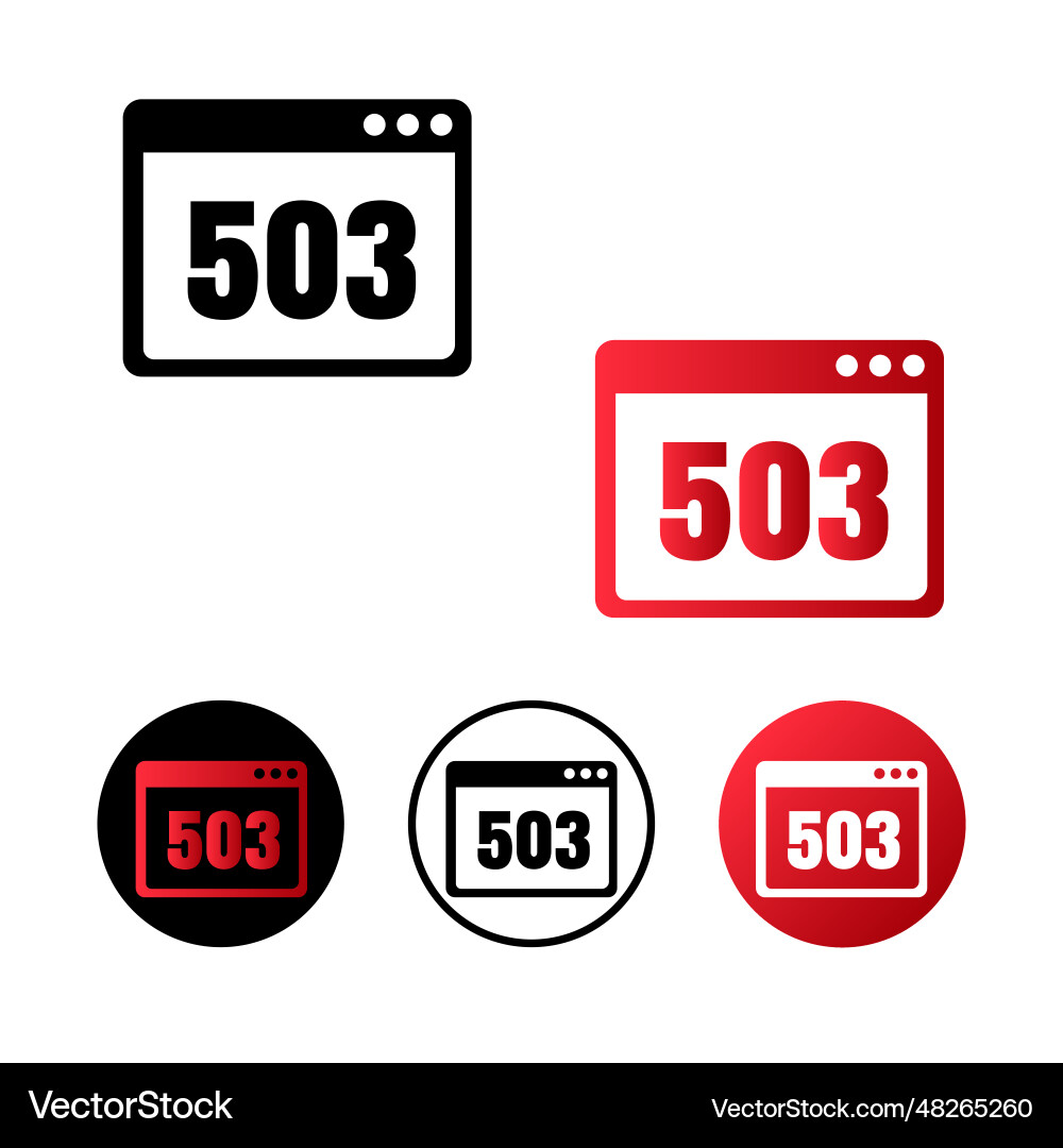 Browser error 503 icon Browser error 503 icon vector image