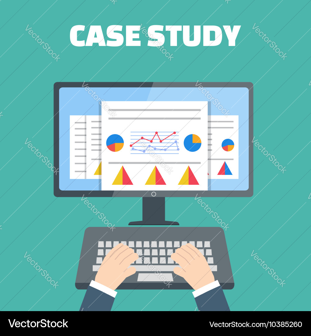 Case study concept with computer device Vector Image