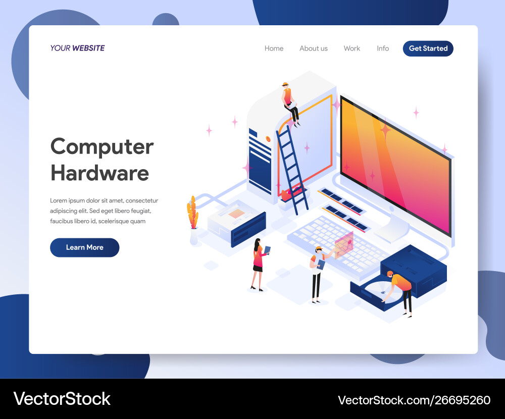 Computer Hardware Isometric Concept vector image