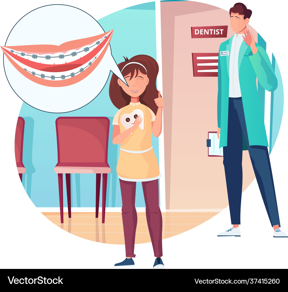 Dentistry flat composition Royalty Free Vector Image