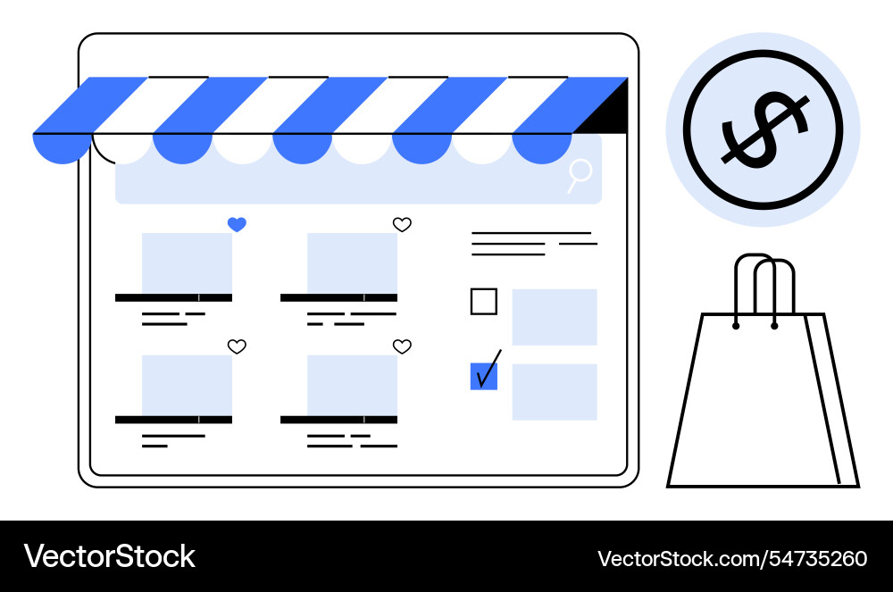 E-commerce website interface with product listings E-commerce website interface with product listings Vector Image
