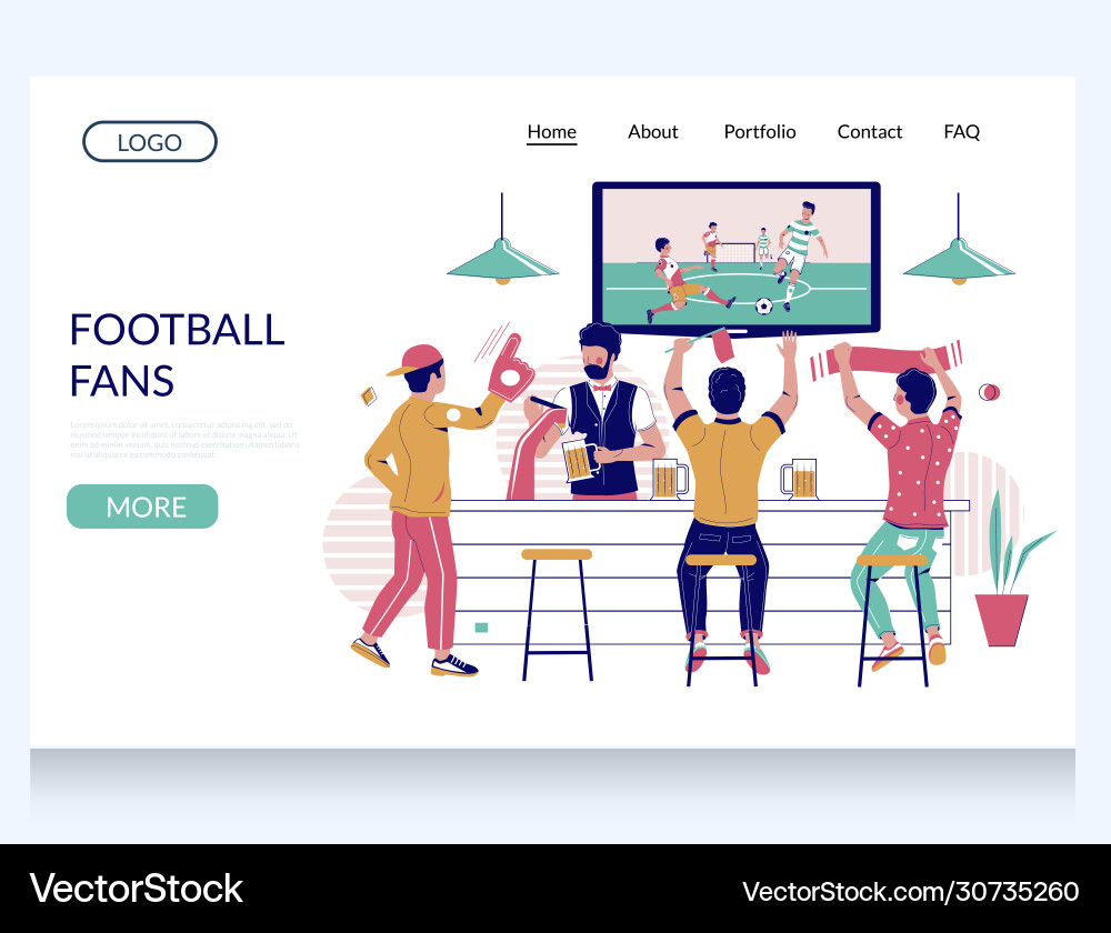 Football fans website landing page design Football fans website landing page design vector image