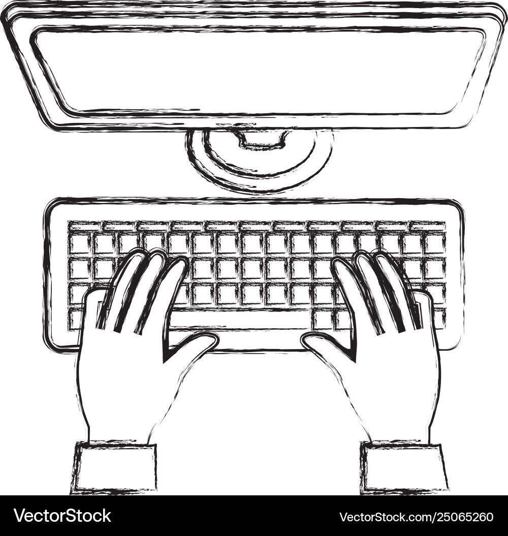 Hands typing in keyboard desktop Vector Image