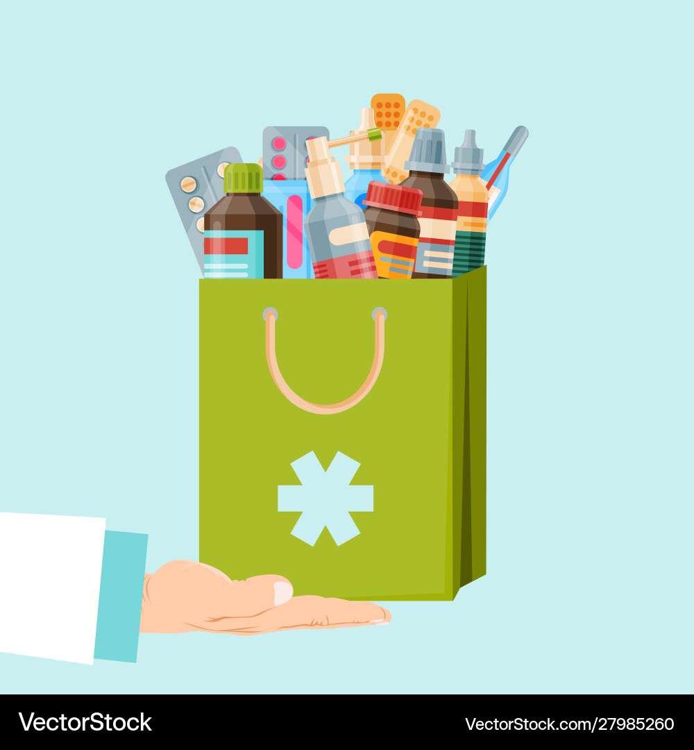 Healthcare and shopping drug store pharmacy Healthcare and shopping drug store pharmacy vector image
