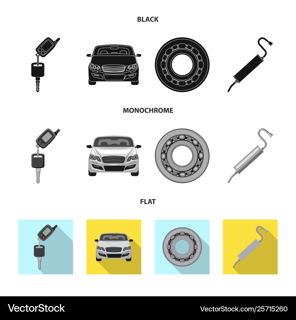 Isolated object auto and part sign set Vector Image