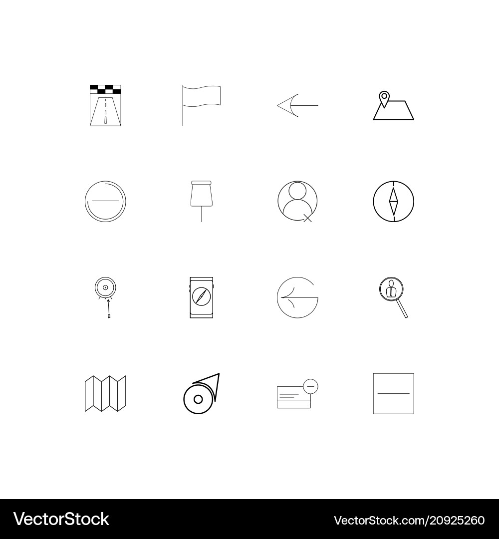 Maps and navigation linear thin icons set Vector Image