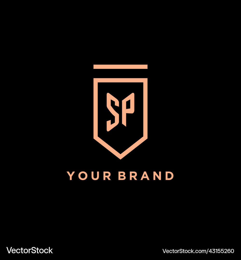 Sp monogram initial with shield logo design icon Vector Image