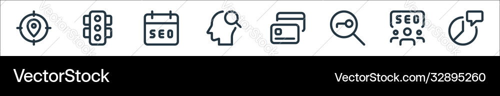 Web apps seo line icons linear set quality Vector Image