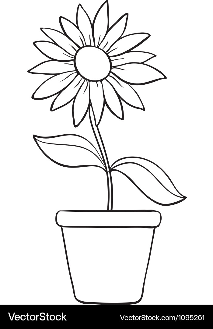 cute flower in pot drawing decorative Stock Vector Image & Art - Alamy