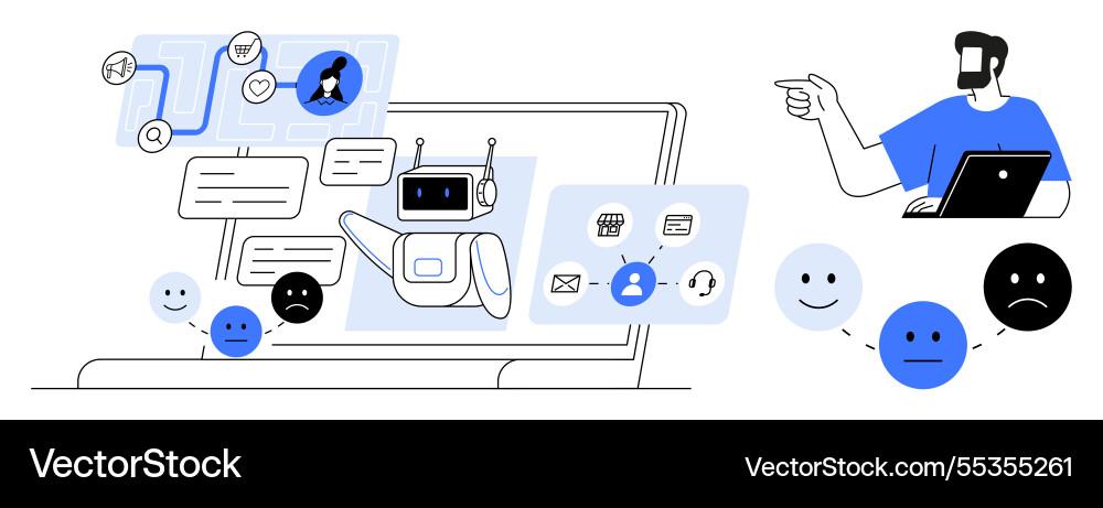 Ai chatbot interacting with users to enhance Ai chatbot interacting with users to enhance Vector Image