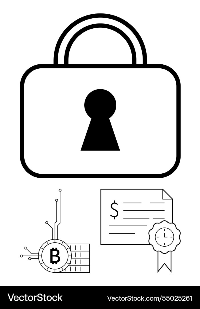 Digital security with padlock blockchain vector image