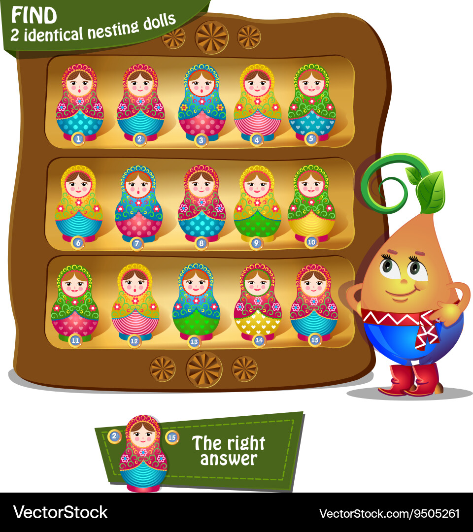 Find Two Matching Nesting Dolls Vector Image
